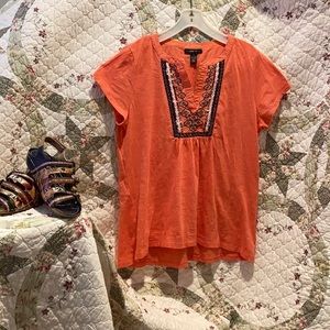 Orange hi lo tunic with yoke